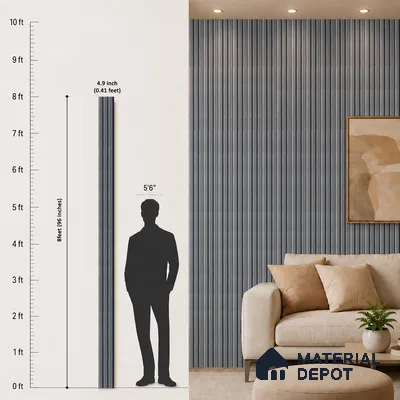 Grey Plain Colour Louver PN 05305 8 ft x 4.9 inch Charcoal Panel - 12 mm | Suitable for Feature Wall, TV Unit & Living Room | Width is Subjected to 5% Variation