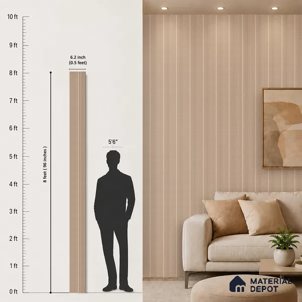 Wooden Look PN 00532 8 ft x 6.2 inch Charcoal Panel - 6 mm | Suitable for Feature Wall, TV Unit & Living Room | Width is Subjected to 5% Variation