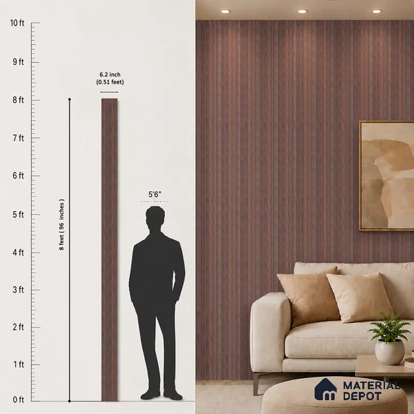 Wooden Look PN 00533 8 ft x 6.2 inch Charcoal Panel - 6 mm | Suitable for Feature Wall, TV Unit & Living Room | Width is Subjected to 5% Variation