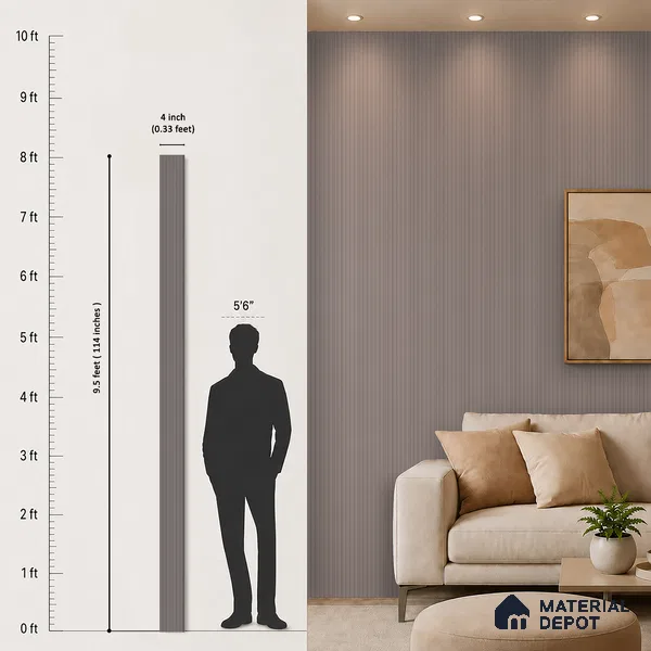 Mid Grey Plain Colour Look PN 00631 8 ft x 4 inch Charcoal Panel - 11 mm | Suitable for Feature Wall, TV Unit & Living Room | Width is Subjected to 5% Variation