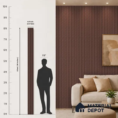 Wooden Look PN 00653 8 ft x 4.8 inch Charcoal Panel - 11 mm | Suitable for Feature Wall, TV Unit & Living Room | Width is Subjected to 5% Variation