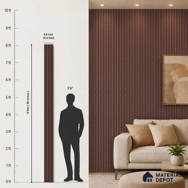 Wooden Look PN 00653 8 ft x 4.8 inch Charcoal Panel - 11 mm | Suitable for Feature Wall, TV Unit & Living Room | Width is Subjected to 5% Variation