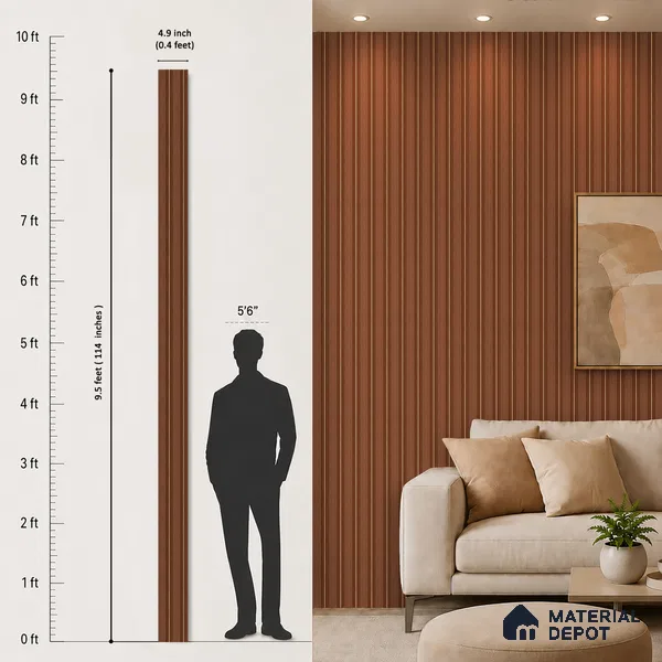 Wooden Look PN 00671 9.5 ft x 4.8 inch Charcoal Panel - 11 mm | Suitable for Feature Wall, TV Unit & Living Room | Width is Subjected to 5% Variation
