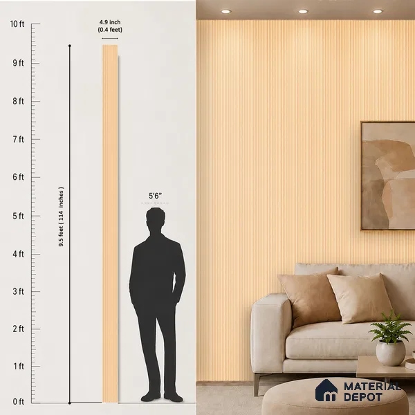 Wooden Look PN 03398 9.5 ft x 4.8 inch Charcoal Panel - 11 mm | Suitable for Feature Wall, TV Unit & Living Room | Width is Subjected to 5% Variation
