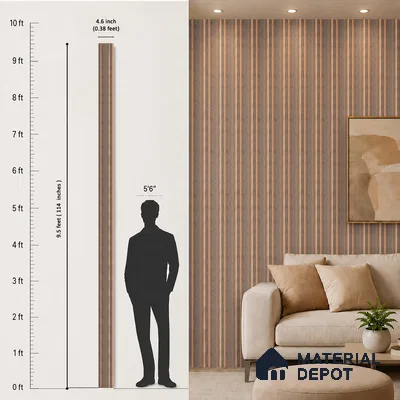 Wooden Look PN 03552 9.5 ft x 4.7 inch Charcoal Panel - 12 mm | Suitable for Feature Wall, TV Unit & Living Room | Width is Subjected to 5% Variation