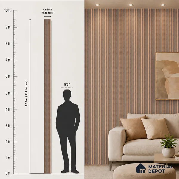 Wooden Look PN 03552 9.5 ft x 4.7 inch Charcoal Panel - 12 mm | Suitable for Feature Wall, TV Unit & Living Room | Width is Subjected to 5% Variation