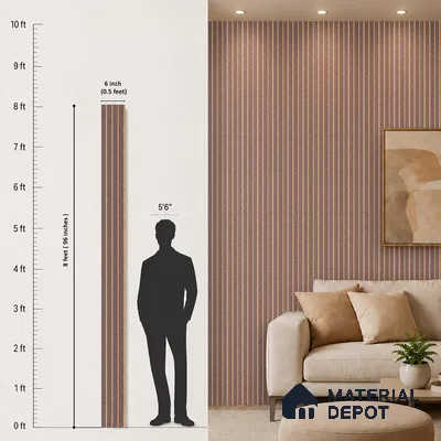 Cappucino Brown Stone Look PN 05546 8 ft x 6 inch Charcoal Panel - 7 mm | Suitable for Feature Wall, TV Unit & Living Room | Width is Subjected to 5% Variation
