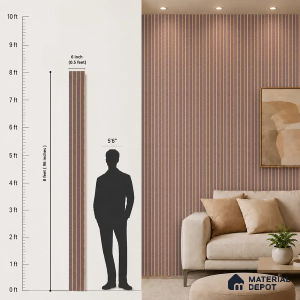 Cappucino Brown Stone Look PN 05546 8 ft x 6 inch Charcoal Panel - 7 mm | Suitable for Feature Wall, TV Unit & Living Room | Width is Subjected to 5% Variation
