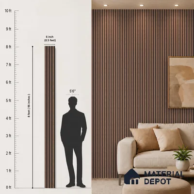 Wooden Look PN 05547 8 ft x 6 inch Charcoal Panel - 7 mm | Suitable for Feature Wall, TV Unit & Living Room | Width is Subjected to 5% Variation