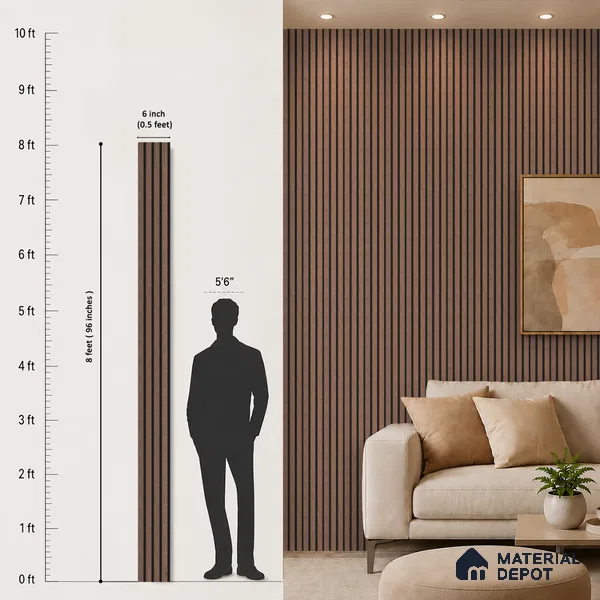Wooden Look PN 05547 8 ft x 6 inch Charcoal Panel - 7 mm | Suitable for Feature Wall, TV Unit & Living Room | Width is Subjected to 5% Variation