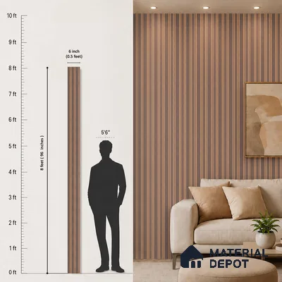 Cappucino Brown Leather Look PN 05549 8 ft x 6 inch Charcoal Panel - 7 mm | Suitable for Feature Wall, TV Unit & Living Room | Width is Subjected to 5% Variation