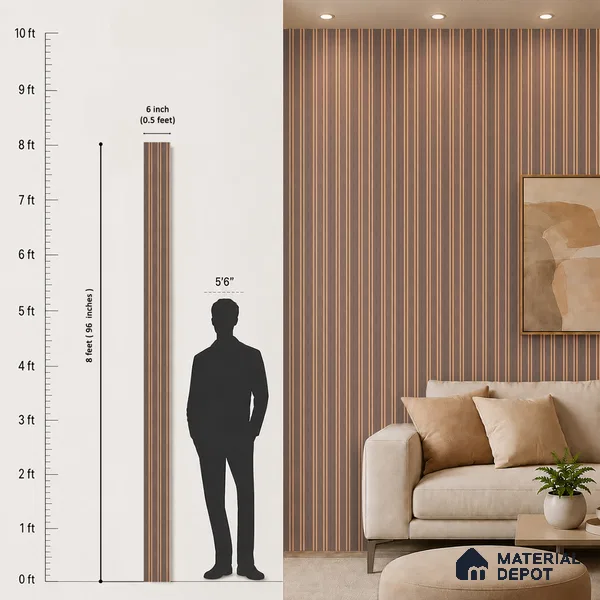 Cappucino Brown Leather Look PN 05549 8 ft x 6 inch Charcoal Panel - 7 mm | Suitable for Feature Wall, TV Unit & Living Room | Width is Subjected to 5% Variation
