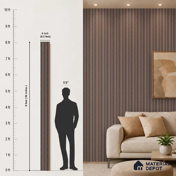 Wooden Look PN 05550 8 ft x 6 inch Charcoal Panel - 7 mm | Suitable for Feature Wall, TV Unit & Living Room | Width is Subjected to 5% Variation