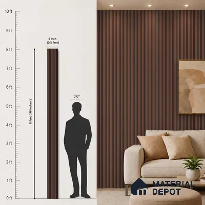 Wooden Look PN 05551 8 ft x 6 inch Charcoal Panel - 7 mm | Suitable for Feature Wall, TV Unit & Living Room | Width is Subjected to 5% Variation