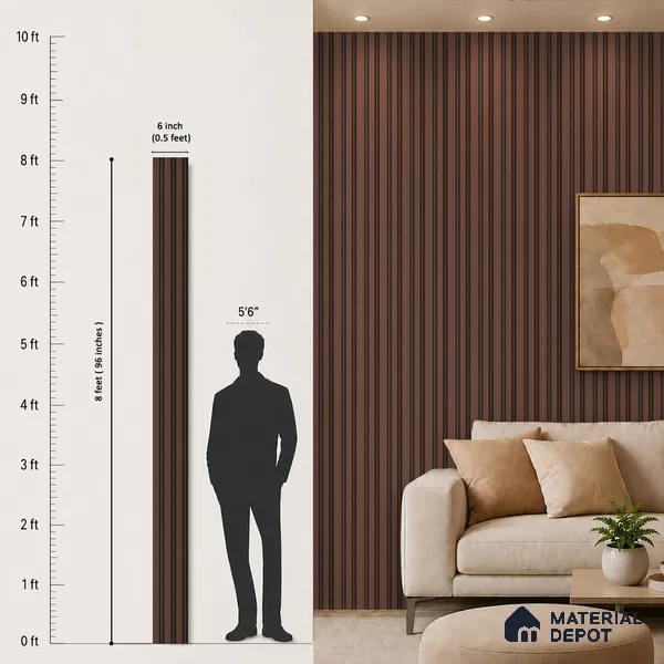 Wooden Look PN 05551 8 ft x 6 inch Charcoal Panel - 7 mm | Suitable for Feature Wall, TV Unit & Living Room | Width is Subjected to 5% Variation