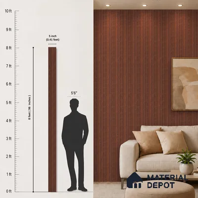 Wooden Look PN 06789 8 ft x 4.9 inch Charcoal Panel - 12 mm | Suitable for Living Room, Bedroom & TV Cabinet | Width is Subjected to 5% Variation