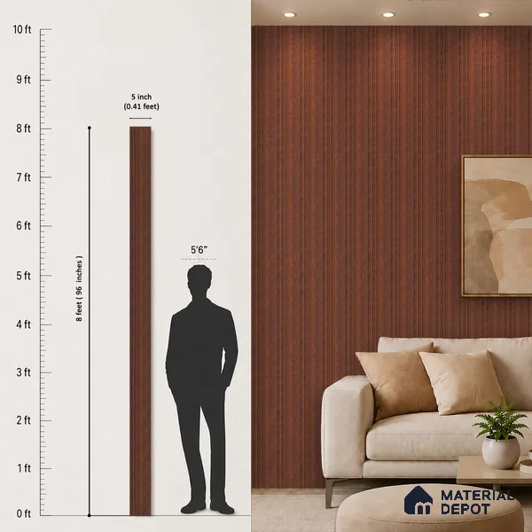 Wooden Look PN 06789 8 ft x 4.9 inch Charcoal Panel - 12 mm | Suitable for Living Room, Bedroom & TV Cabinet | Width is Subjected to 5% Variation