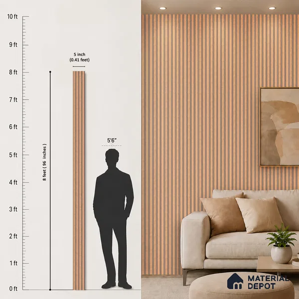 Oak Brown Geometric Look PN 06807 8 ft x 4.9 inch Charcoal Panel - 12 mm | Suitable for Living Room, Bedroom & TV Cabinet | Width is Subjected to 5% Variation