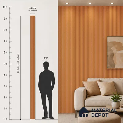 Wooden Look PN 06810 9.2 ft x 4.8 inch Charcoal Panel - 12 mm | Suitable for Living Room, Bedroom & TV Cabinet | Width is Subjected to 5% Variation