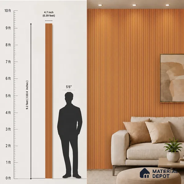 Wooden Look PN 06810 9.2 ft x 4.8 inch Charcoal Panel - 12 mm | Suitable for Living Room, Bedroom & TV Cabinet | Width is Subjected to 5% Variation
