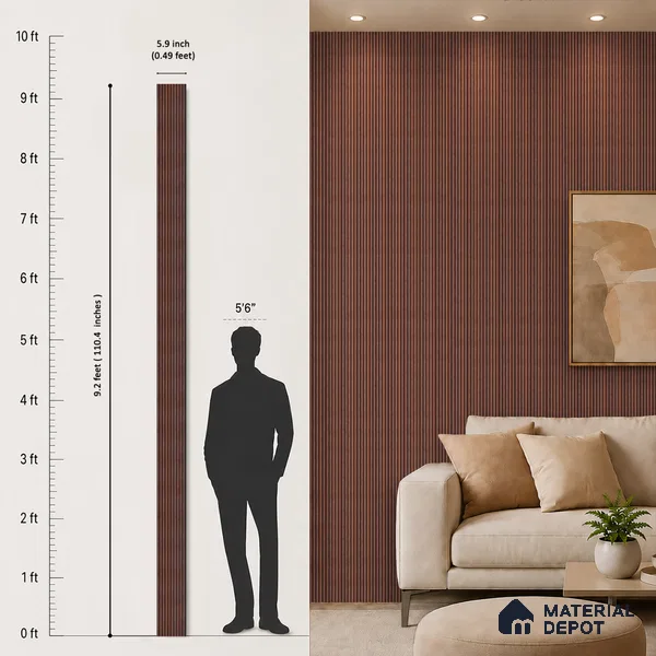 Wooden Look PN 06822 9.2 ft x 6 inch Charcoal Panel - 10 mm | Suitable for Living Room, Bedroom & TV Cabinet | Width is Subjected to 5% Variation
