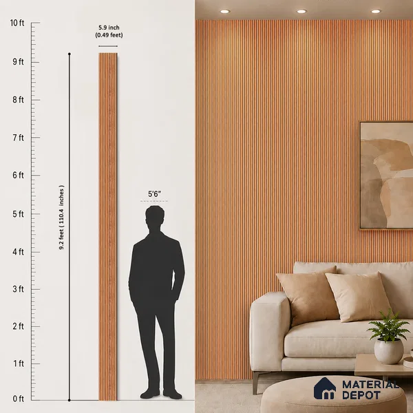 Wooden Look PN 06826 9.2 ft x 6 inch Charcoal Panel - 10 mm | Suitable for Living Room, Bedroom & TV Cabinet | Width is Subjected to 5% Variation