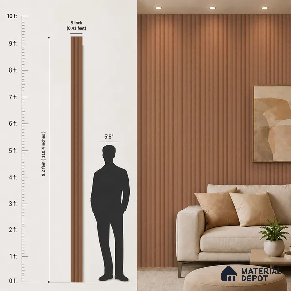 Wooden Look PN 06838 9.2 ft x 4.9 inch Charcoal Panel - 12 mm | Suitable for Living Room, Bedroom & TV Cabinet | Width is Subjected to 5% Variation