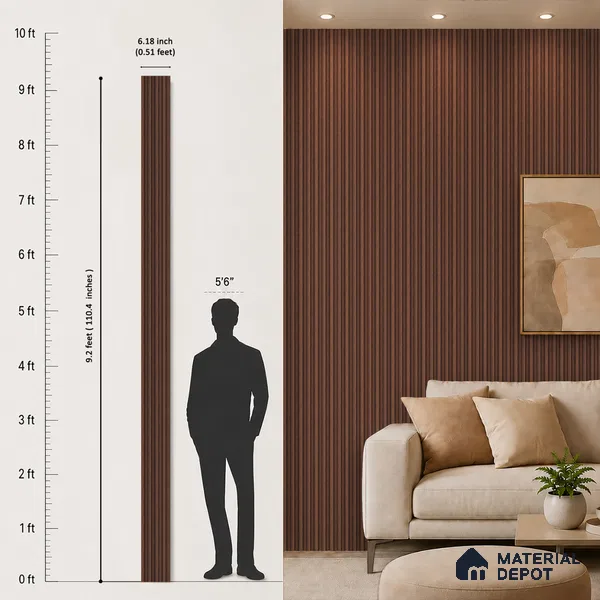 Wooden Look PN 06873 9.2 ft x 6.1 inch Charcoal Panel - 16 mm | Suitable for Living Room, Bedroom & TV Cabinet | Width is Subjected to 5% Variation