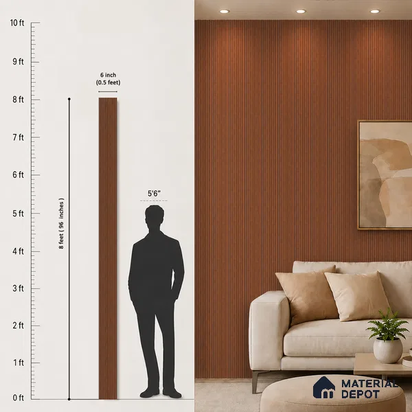 Wooden Look PN 06915 8 ft x 6 inch Charcoal Panel - 6 mm | Suitable for Living Room, Bedroom & TV Cabinet | Width is Subjected to 5% Variation