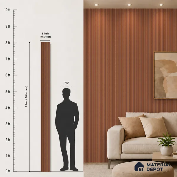 Wooden Look PN 06916 8 ft x 6 inch Charcoal Panel - 6 mm | Suitable for Living Room, Bedroom & TV Cabinet | Width is Subjected to 5% Variation