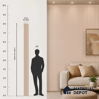 Cappuccino Beige Fabric Look PN 06937 8 ft x 6 inch Charcoal Panel - 6 mm | Suitable for Living Room, Bedroom & TV Cabinet | Width is Subjected to 5% Variation