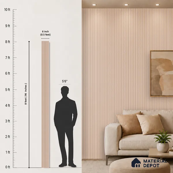 Cappuccino Beige Fabric Look PN 06937 8 ft x 6 inch Charcoal Panel - 6 mm | Suitable for Living Room, Bedroom & TV Cabinet | Width is Subjected to 5% Variation