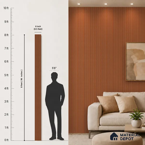 Wooden Look PN 06949 8 ft x 6 inch Charcoal Panel - 6 mm | Suitable for Living Room, Bedroom & TV Cabinet | Width is Subjected to 5% Variation