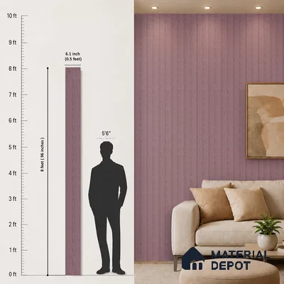 Dusty Pink Plain Colour Look PN 07012 8 ft x 6.1 inch Charcoal Panel - 7 mm | Suitable for Feature Wall, TV Unit & Living Room | Width is Subjected to 5% Variation