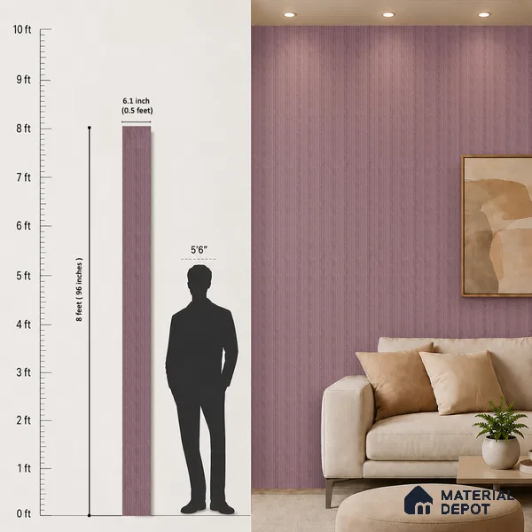Dusty Pink Plain Colour Look PN 07012 8 ft x 6.1 inch Charcoal Panel - 7 mm | Suitable for Feature Wall, TV Unit & Living Room | Width is Subjected to 5% Variation