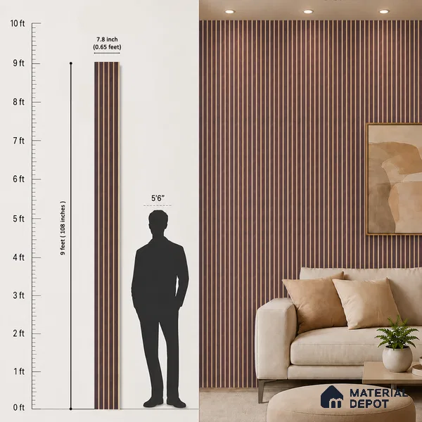 Wooden Look PN 07025 9.5 ft x 7.8 inch Charcoal Panel - 6 mm | Suitable for Feature Wall, TV Unit & Living Room | Width is Subjected to 5% Variation