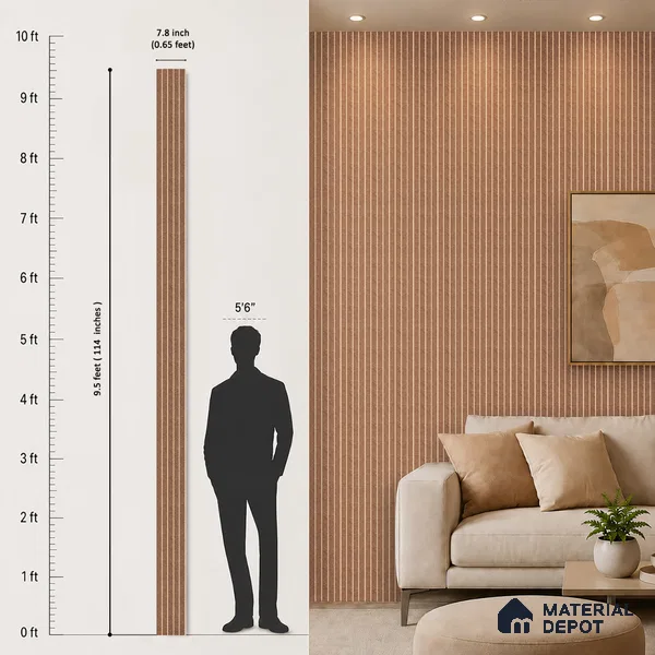 Nutmeg Brown Stone Look PN 07036 9.5 ft x 7.8 inch Charcoal Panel - 6 mm | Suitable for Feature Wall, TV Unit & Living Room | Width is Subjected to 5% Variation