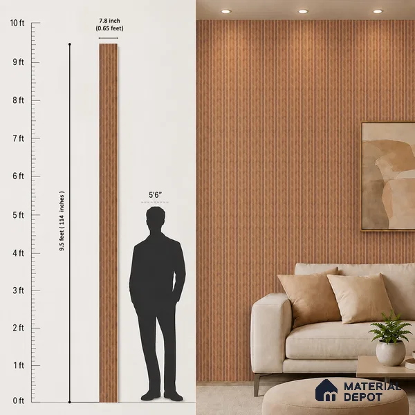 Wooden Look PN 07043 9.5 ft x 7.8 inch Charcoal Panel - 6 mm | Suitable for Feature Wall, TV Unit & Living Room | Width is Subjected to 5% Variation