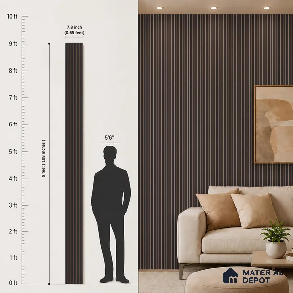 Wenge Brown Patterned Look PN 07044 9.5 ft x 7.8 inch Charcoal Panel - 6 mm | Suitable for Feature Wall, TV Unit & Living Room | Width is Subjected to 5% Variation