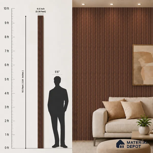 Wooden Look PN 07059 9.5 ft x 4.6 inch Charcoal Panel - 8 mm | Suitable for Feature Wall, TV Unit & Living Room | Width is Subjected to 5% Variation