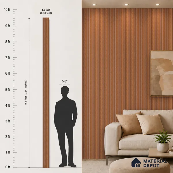 Wooden Look PN 07060 9.5 ft x 4.6 inch Charcoal Panel - 8 mm | Suitable for Feature Wall, TV Unit & Living Room | Width is Subjected to 5% Variation