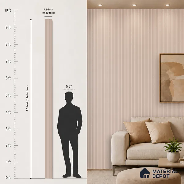 Cappuccino Beige Plain Colour Look PN 07071 9.5 ft x 4.9 inch Charcoal Panel - 10 mm | Suitable for Feature Wall, TV Unit & Living Room | Width is Subjected to 5% Variation