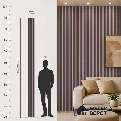 Wooden Look PN 07123 9.5 ft x 6 inch Charcoal Panel - 6 mm | Suitable for Feature Wall, TV Unit & Living Room | Width is Subjected to 5% Variation