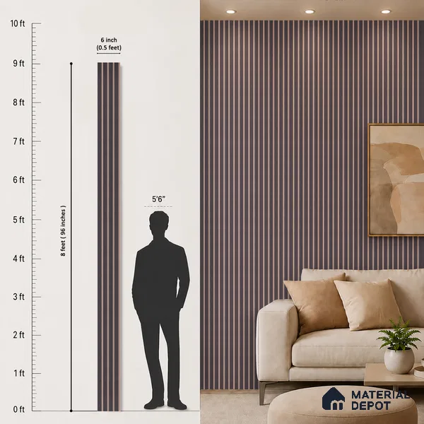 Wooden Look PN 07123 9.5 ft x 6 inch Charcoal Panel - 6 mm | Suitable for Feature Wall, TV Unit & Living Room | Width is Subjected to 5% Variation