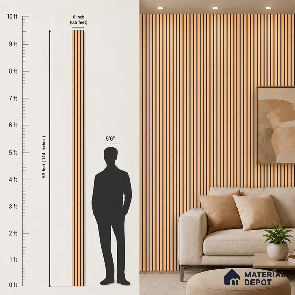 Wooden Look PN 07127 9.5 ft x 6 inch Charcoal Panel - 6 mm | Suitable for Feature Wall, TV Unit & Living Room | Width is Subjected to 5% Variation