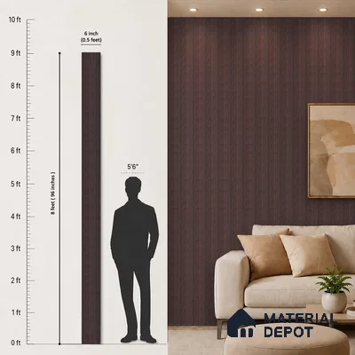 Wooden Look PN 07132 9.5 ft x 6 inch Charcoal Panel - 6 mm | Suitable for Feature Wall, TV Unit & Living Room | Width is Subjected to 5% Variation
