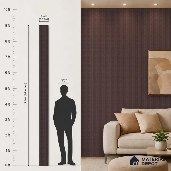 Wooden Look PN 07132 9.5 ft x 6 inch Charcoal Panel - 6 mm | Suitable for Feature Wall, TV Unit & Living Room | Width is Subjected to 5% Variation