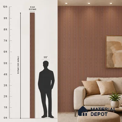 Wooden Look PN 07133 9.5 ft x 6 inch Charcoal Panel - 6 mm | Suitable for Feature Wall, TV Unit & Living Room | Width is Subjected to 5% Variation
