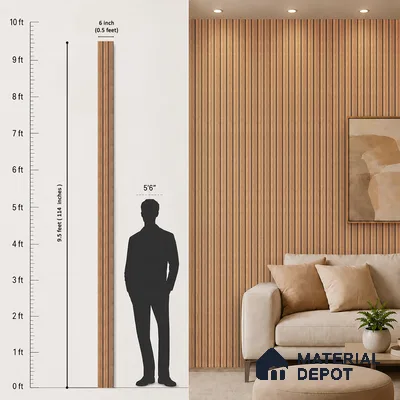 Wooden Look PN 07137 9.5 ft x 6 inch Charcoal Panel - 6 mm | Suitable for Feature Wall, TV Unit & Living Room | Width is Subjected to 5% Variation
