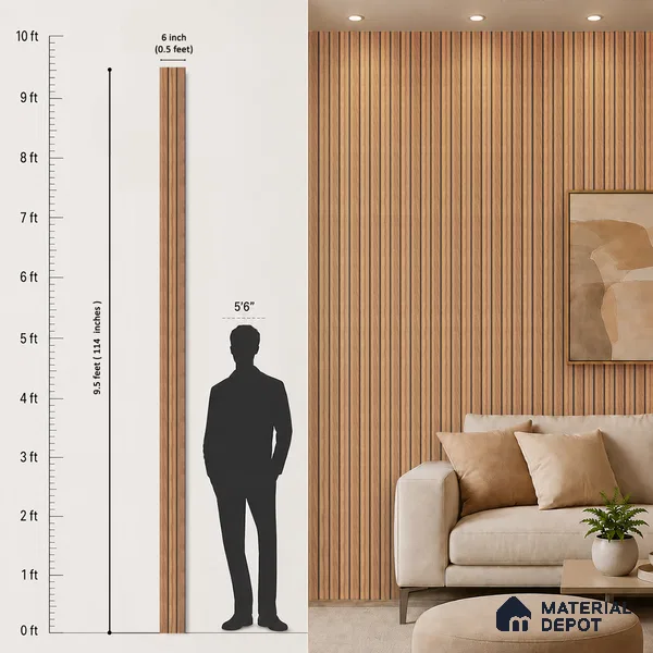 Wooden Look PN 07137 9.5 ft x 6 inch Charcoal Panel - 6 mm | Suitable for Feature Wall, TV Unit & Living Room | Width is Subjected to 5% Variation